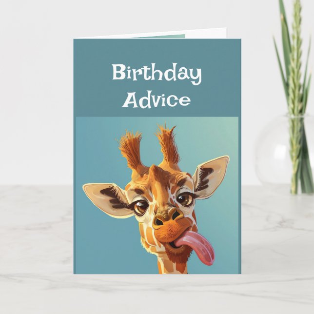 Carte Conseil d'anniversaire amusant Giraffe Sticking To (Devant)