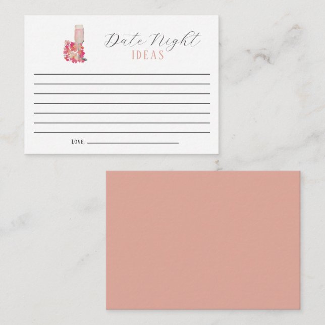 Carte Conseil Date Idées de nuit Fête des mariées Pétales et Pro (Devant / Derrière)