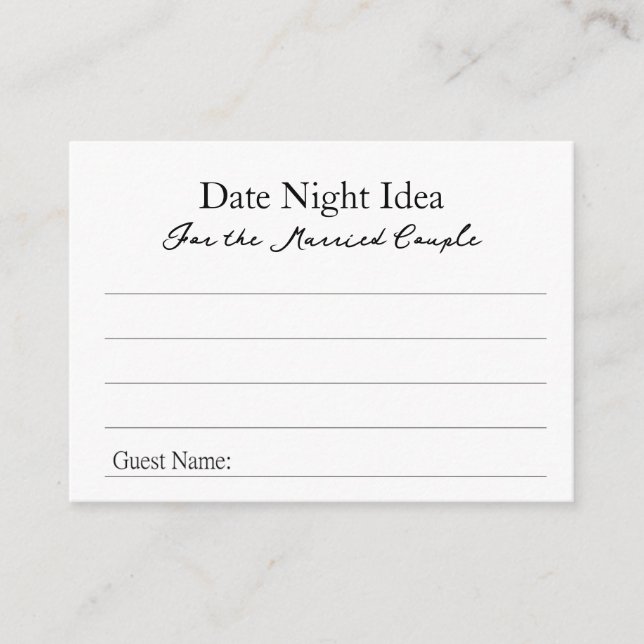 Carte Conseil Date Night Ideas Advice Card (Devant)