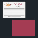 Carte Conseil Date Nuit Idées Fête des mariées Automne Citrouill<br><div class="desc">Fête des mariées thème automne date nuit idées carte avec élégante aquarelle citrouille.</div>