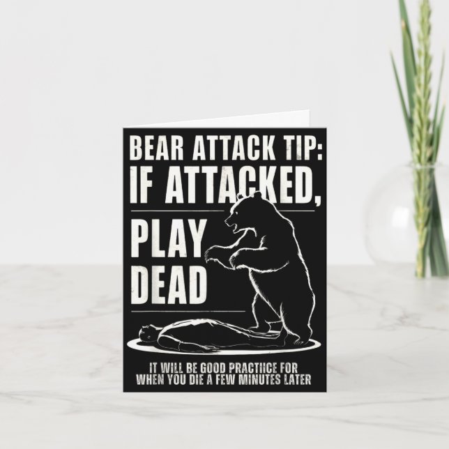 Carte Conseil d'attaque d'ours de camping faire le mort  (Devant)