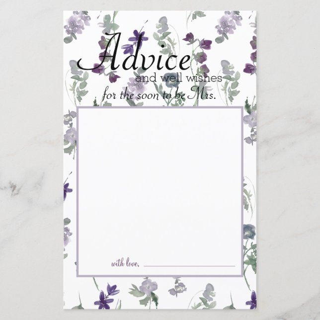 Carte conseil de mariée Fleur sauvage de couleur d (Devant)