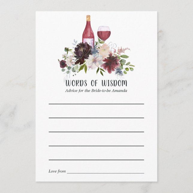 Carte Conseil Dégustation de vin bordeaux et rose saumon pour un (Devant)