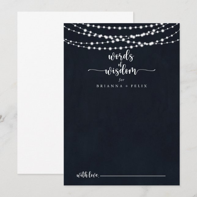Carte Conseil Des cordes rustiques éclairent des mots Mariages d (Devant / Derrière)