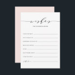 Carte Conseil Des souhaits minimalistes pour la mariée et la cha<br><div class="desc">Un script minimaliste de dainty veut la carte de mariée et de chambre. Carte de voeux mariage moderne et élégante, avec script lunatique, typographie classique et couleur de dos rose vif. Cette carte de voeux mariage est parfaite pour tout thème mariage. Customisez le dos en ajoutant une photo ou une...</div>