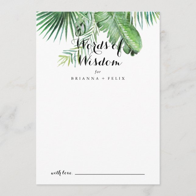 Carte Conseil Destination Tropical Vert Mariage Paroles de sages (Devant)
