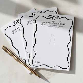 Carte Conseil Devinez la robe Black Bow Bridal Shower