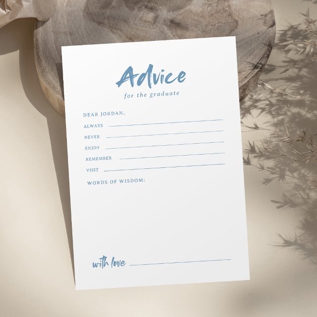 Carte Conseil Diplôme Écriture au Pinceau Simple Moderne Sarcell (Teal Simple Modern Brush Script Graduation Advice Card)