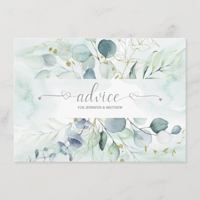 Carte Conseil Dusty Blue Sage Green Eucalyptus Botaniques (Devant)