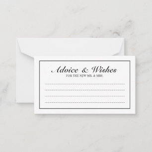 Carte Conseil Elégant Black and White Mariage Conseils et souhai