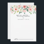 Carte Conseil Élégant Dainty Floral Mariages Paroles de sagesse<br><div class="desc">Cette élégante carte de conseil mariage de mots de sagesse fleurie dainty est parfaite pour un mariage moderne. Le design présente des roses illustrées de rose, de blush et de blanc, des pivoines avec feuillage vert groupé en bouquets, accentuant les belles couleurs d'automne. Ces cartes sont parfaites pour un mariage,...</div>