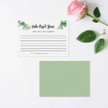 Carte Conseil Elégant Eucalyptus Date Night Ideas Fête des marié<br><div class="desc">Fête des mariées date de nuit carte d'idées avec élégant design eucalyptus</div>