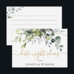 Carte Conseil Elégant Eucalyptus Fête des mariées Date Nuit Idée<br><div class="desc">Elégant Eucalyptus Fête des mariées Date Nuit Idée Carte Conseil.</div>