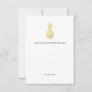 Carte Conseil Elegant Gold Pineapple Conseils pour la mariée