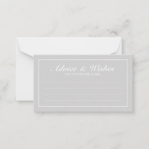 Carte Conseil Elegant Grey et Blanc Mariage Conseils et souhaits