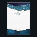 Carte Conseil Élégant Mariage d'âge bleu et or de la marine<br><div class="desc">Célébrez dans le style avec ces cartes de conseil modernes et tendance. La conception comprend un arrière - plan d'agate de parties scintillant bleu marine et or aquarelle avec le texte de police manuscrit correspondant. Ces cartes permettront à vos invités d'écrire une note de conseil à garder et à lire...</div>