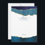 Carte Conseil Élégant Mariage d'âge bleu et or de la marine<br><div class="desc">Célébrez dans le style avec ces cartes de conseil modernes et tendance. La conception comprend un arrière - plan d'agate de parties scintillant bleu marine et or aquarelle avec le texte de police manuscrit correspondant. Ces cartes permettront à vos invités d'écrire une note de conseil à garder et à lire...</div>