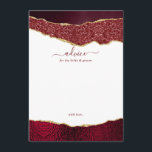 Carte Conseil Élégant Mariage d'âge de Bourgogne et d'or<br><div class="desc">Célébrez dans le style avec ces cartes de conseil modernes et tendance. Le design comporte un arrière - plan d'agate de parties scintillant d'aquarelle bordeaux et or avec le texte de police manuscrit correspondant. Ces cartes permettront à vos invités d'écrire une note de conseil à garder et à lire dans...</div>