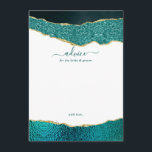 Carte Conseil Élégant Mariage d'âge Turquoise & Or<br><div class="desc">Célébrez dans le style avec ces cartes de conseil modernes et tendance. Le design comporte un arrière - plan d'agate de parties scintillant d'aquarelle turquoise et or avec le texte de police manuscrit correspondant. Ces cartes permettront à vos invités d'écrire une note de conseil à garder et à lire dans...</div>