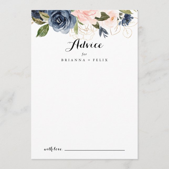 Carte Conseil Élégant Mariage de calligraphie florale d'hiver (Devant)