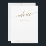 Carte Conseil Élégant Mariage de calligraphie or<br><div class="desc">Cette élégante carte de conseil mariage en calligraphie dorée est parfaite pour un mariage simple et peut être utilisée pour n'importe quel événement. Le design neutre présente une carte minimaliste décorée avec une typographie romantique et fantaisiste de feuille d'or. Ces cartes de conseil peuvent être utilisées comme alternative de livre...</div>