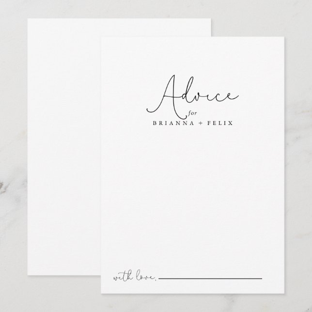 Carte Conseil Élégant Mariage de calligraphie simple (Devant / Derrière)