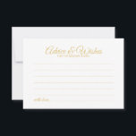 Carte Conseil Elegant Mariage de script or Conseils et Wish Card<br><div class="desc">Ajoutez une touche personnelle à votre mariage avec un élégant conseil de mariage et une carte de voeux. Cette carte de conseil comprend titre en or moderne élégant style de police calligraphie et détails en or sans serif style de police sur arrière - plan blanc. Parfait pour mariage, baby shower,...</div>