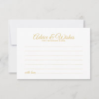 Elegant Mariage de script or Conseils et Wish Card