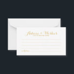 Carte Conseil Elegant Mariage de script or Conseils et Wish Card<br><div class="desc">Ajoutez une touche personnelle à votre mariage avec un élégant conseil de mariage et une carte de voeux. Cette carte de conseil comporte le titre en or moderne élégant style de police calligraphie et les détails en or moderne sans serif style de police sur arrière - plan blanc. Parfait pour...</div>