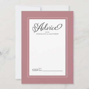 Carte Conseil Elégant Mariage Nouvelle-mariée Souhaits Dusty fro