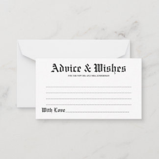 Carte Conseil Elégant Rustic Mariage Conseils & Wish Card
