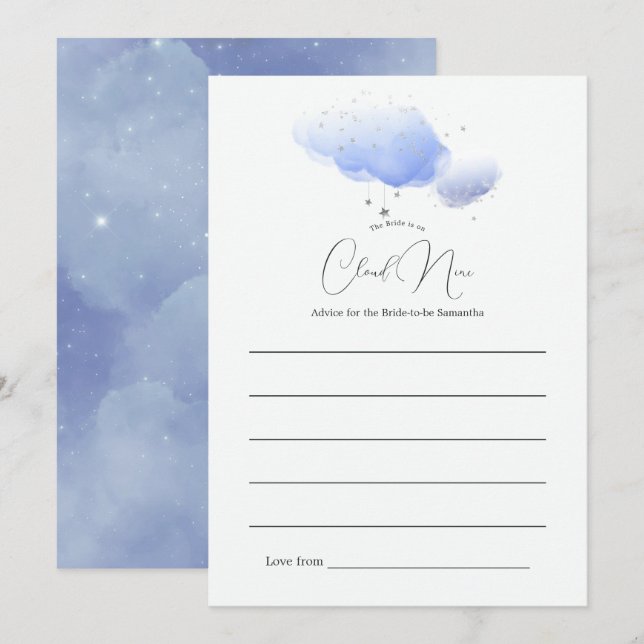 Carte Conseil Elle est à la fête prénuptiale Cloud Nine (Devant / Derrière)