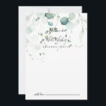 Carte Conseil Été Vert Eucalyptus Leaf Mariage bien souhaits<br><div class="desc">Cette carte de conseil aux feuilles d'eucalyptus vert d'été mariage est parfaite pour un mariage moderne. Le design présente de magnifiques feuilles d'eucalyptus verts peints à la main, inspirant le charme naturel. Ces cartes sont parfaites pour un mariage, une douche nuptiale, un baby shower, une fête de remise de diplômes...</div>