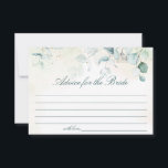 Carte Conseil Eucalyptus Verdure Fête des mariées élégante<br><div class="desc">Carte de conseil en Fête des mariées avec aquarelle peinte à l'eucalyptus verdure et lignes pour les clients d'écrire leurs conseils. Cette carte de conseil simple et rustique est idéale pour une fête à thème botanique en été.</div>