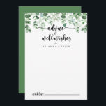 Carte Conseil Eucalyptus Vert Minimaliste Mariage bien souhaits<br><div class="desc">Cette carte de conseil minimaliste pour les mariages d'eucalyptus verts est parfaite pour un mariage rustique. Le design est composé d'eucalyptus vert aquarelle peint à la main, d'une beauté naturelle inspirante. Ces cartes sont parfaites pour un mariage, une douche nuptiale, un baby shower, une fête de remise de diplômes et...</div>