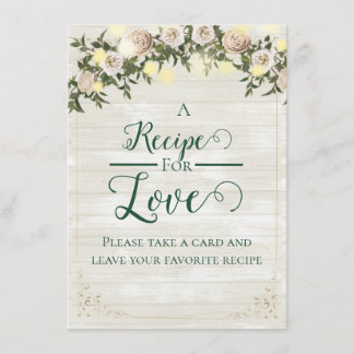 Carte Conseil Farmhouse Tea Bridal Shower Flat Recipe Card