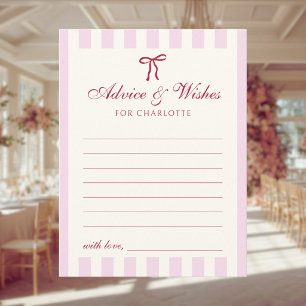 Carte Conseil Fête de mariage aux rayures roses élégantes