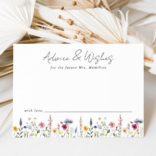 Carte Conseil Fête de mariage champêtre élégant de fleurs sauvag