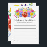 Carte Conseil Fête des mariées Florale espagnole Fiesta<br><div class="desc">Carte conseil fiesta nuptiale aquarelle florale fiesta conçu pour être rapidement et facilement customisé en espagnol.</div>