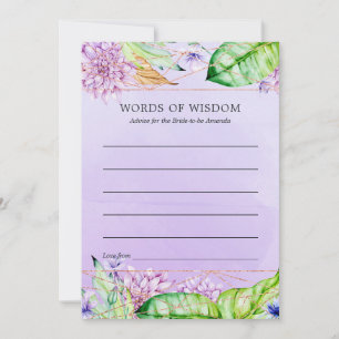 Carte Conseil Fête des mariées géométrique Lavande et or Floral