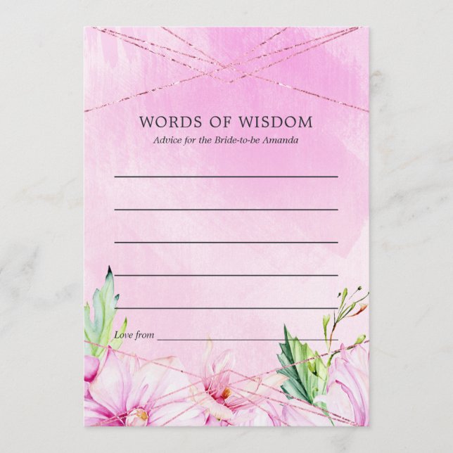 Carte Conseil Fête des mariées géométrique rose Gold & Pink Magn (Devant)