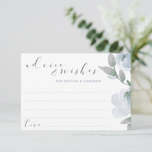 Carte Conseil Fête des mariées mariage Dusty bleu gris aquarelle