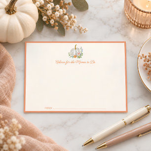 Carte Conseil Fête Prénatale Automnale Fleurs Citrouille Orange