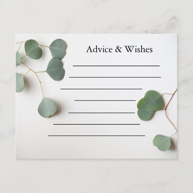 Carte Conseil Feuilles d'eucalyptus avec espace de texte mariage (Devant)