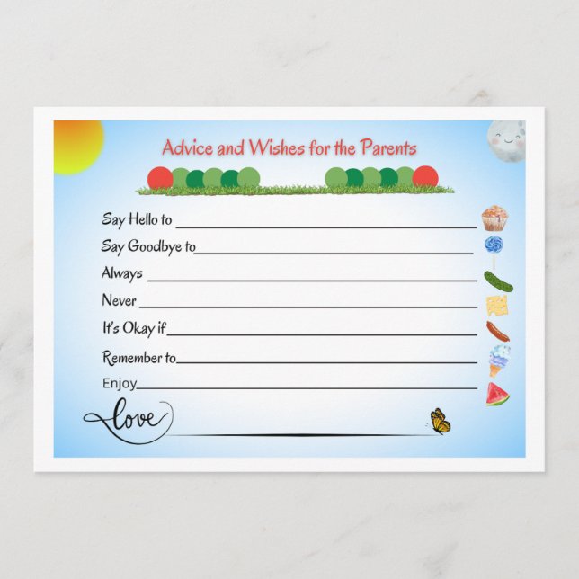 Carte Conseil Fiche de conseils parentaux pour le Baby shower, C (Devant)