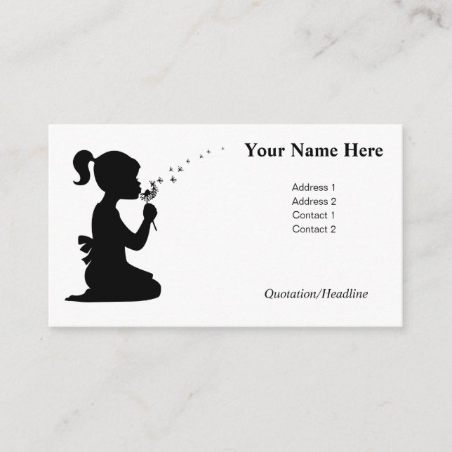 Carte Conseil Fille désirant et soufflant une fleur de pandelion (Devant)