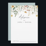 Carte Conseil Fleur sauvage d'été Mariage de terrain<br><div class="desc">Ce design présente une bordure en aquarelle de fleurs sauvages dans les tons or,  rouge,  bleu et vert. Parfait pour les mariages du printemps et de l'été.</div>