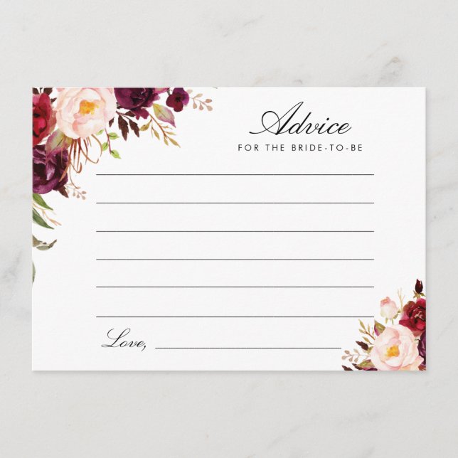 Carte Conseil floral bordeaux et roux (Devant)