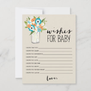 Carte Conseil Floral Mason Jar Voeux pour bébé