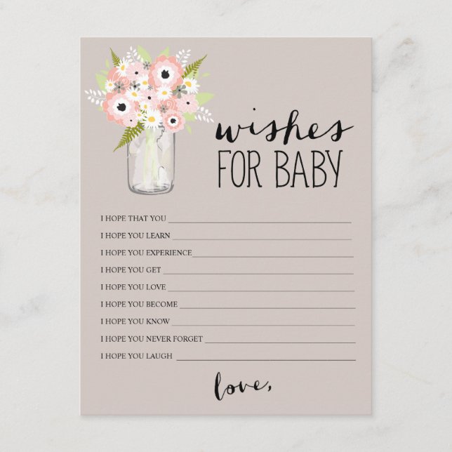 Carte Conseil Floral Mason Jar | Voeux pour bébé (Devant)